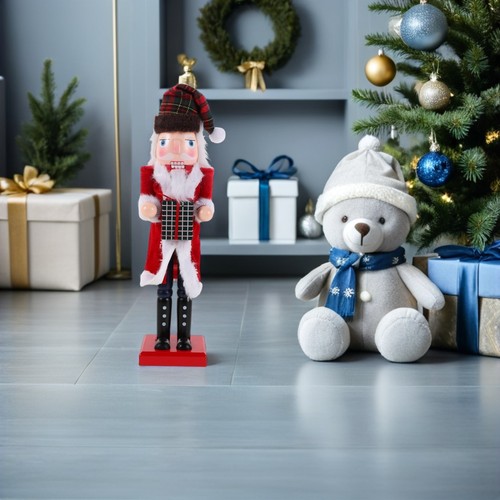  Holz Nussknacker Dekoration 38 cm/14,93 Zoll Weihnachtsmann Holz Nussknacker Puppe - Bild 4 von 12