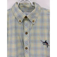 Aftco Guy Harvey Plaid Button Down Shirt Men's Marlin Embroidered Long Sleeve