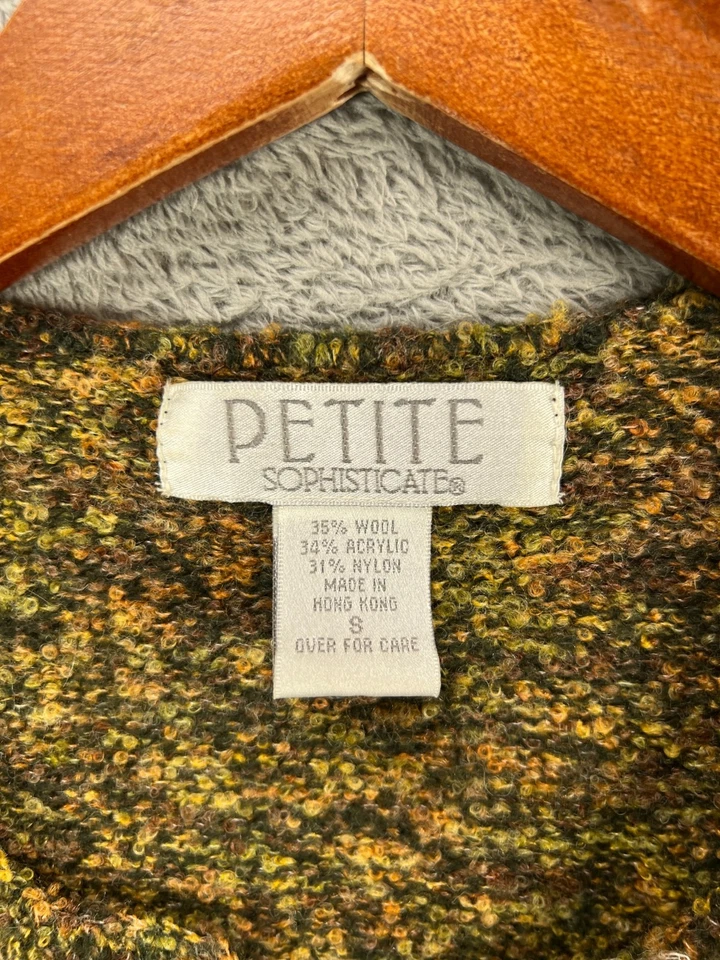 Suéter Vintage Pequeño Sofisticado Talla Pequeña Años 80 Tweed Lana Cárdigan Para Mujer Foto 3 de 4