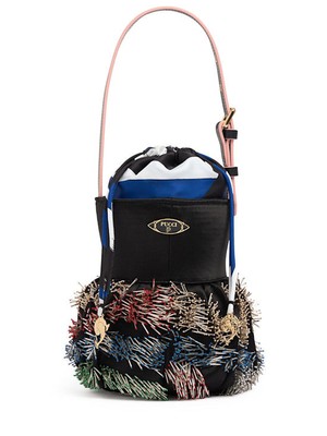 Pucci - Mini Pucinella embroidered satin bag - Black