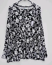 CROFT & BARROW Black & White Women's Long Sleeve Shirt 3X NEW