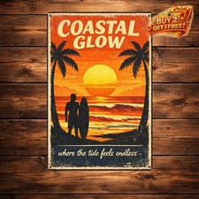 Sunny Tropical Beach Metal Sign Paradise Home Wall Decor 8x12