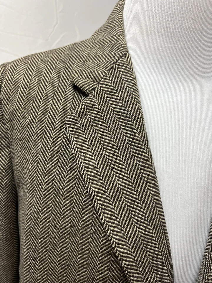 Chaqueta Abrigo Largo De Colección Para Hombre Tweed Beige Negro Espiga Botánica 500 L Foto 3 de 4