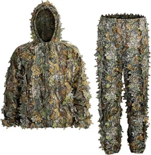 3D Leafy Ghillie Suit, Camouflage Hunting Suit for Outdoor and Halloween
