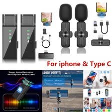 2 Lavalier Microphone Wireless Audio Video Recording Mini Mic For Android iPhone