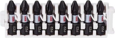 Bosch Professional 8tlg. Schrauber Bit Set PZ2 Kreuzschlitz (Impact Control, 