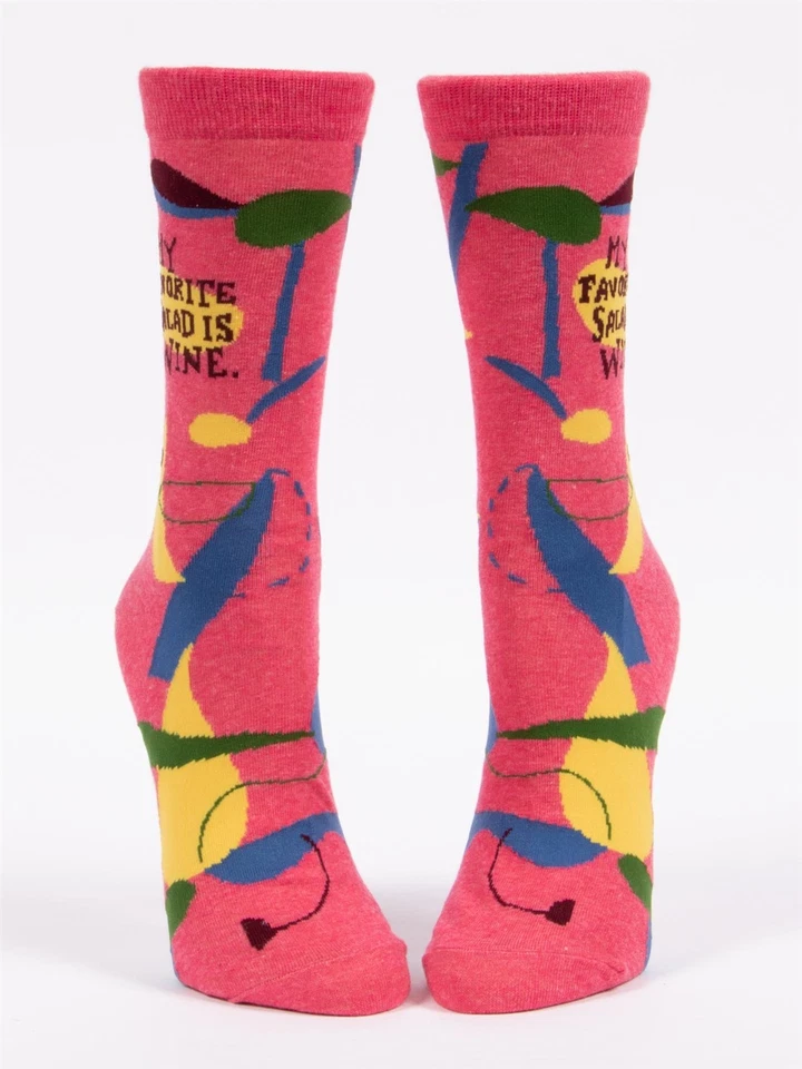 Calcetines azules Q para mujer My Favorite Salad Is Wine talla 5-10 rosa Foto 2 de 4