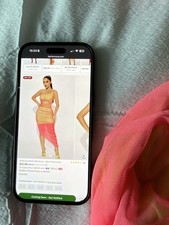 Fashion Nova Neon Pink Yellow Mesh Ruched One Shoulder Midi Dress XS