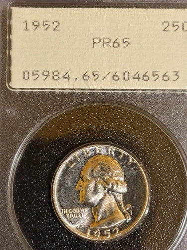 1952 Proof Washington Quarter Old PCGS Rattler 1st Generation PR65 OGH