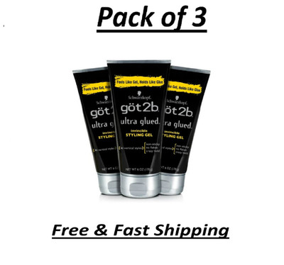 Got2b Ultra Glued Invincible Styling Hair Gel - 6 Ounce (Pack of 3)