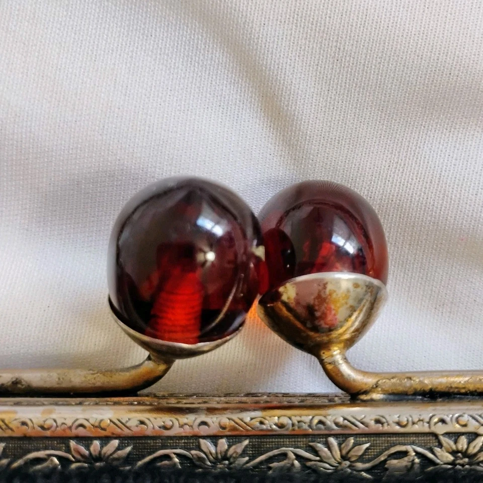 Vintage 50s Floral Crosstitch Purse Amber Kisslock Chain Strap Handbag Sandpiper - Image 3 of 4