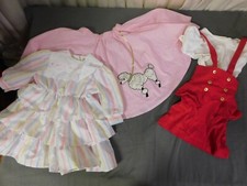 Vintage 90's Toddler Girls 3 Outfits Dresses Clothes Size 5  6X POODLE SKIRT