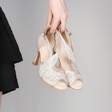 summer Mesh Breathable Latin Dance Shoes Women's High Heels 2023 Summer Sandals