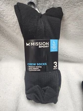 "NEW" 3-Pack Mission Sports Men’s 8-12 Women’s 10-13 Crew Socks