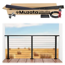 Muzata Complete Set Cable Railing System 36" Black Stainless Steel System RCS2