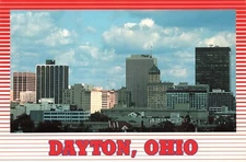 Postcard OH Dayton Skyline "Aviation capital of the World" U.S. Air Force Museum