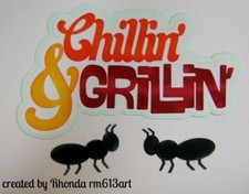 GRILLIN CHILLIN SUMMER title paper piecing Premade Scrapbook Pages by Rhonda