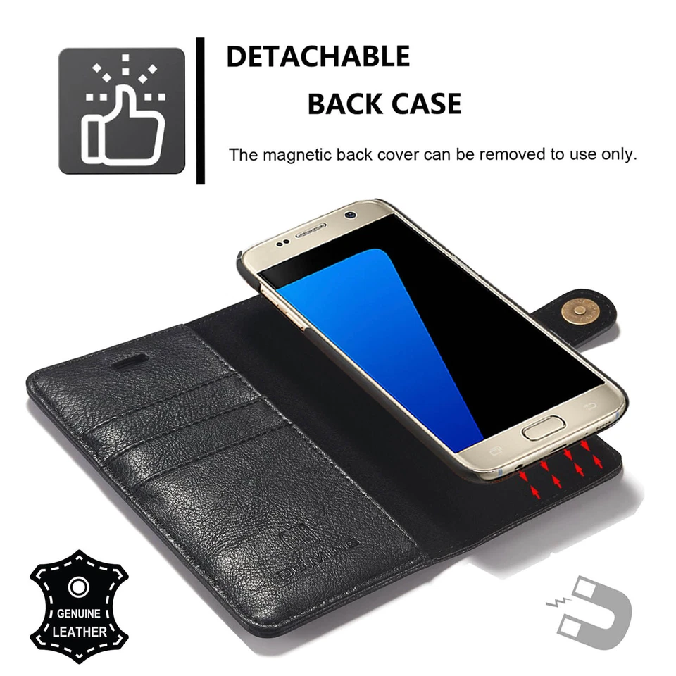 Funda tipo billetera de cuero estilo libro abatible cubierta doble para Samsung Galaxy S9/S9+/iPhoneX Foto 3 de 4