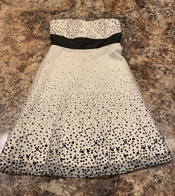 Womens Dress White House Black Market Sz 4 Strapless Ivory W/Blk Swiss Dots  Prom | eBay