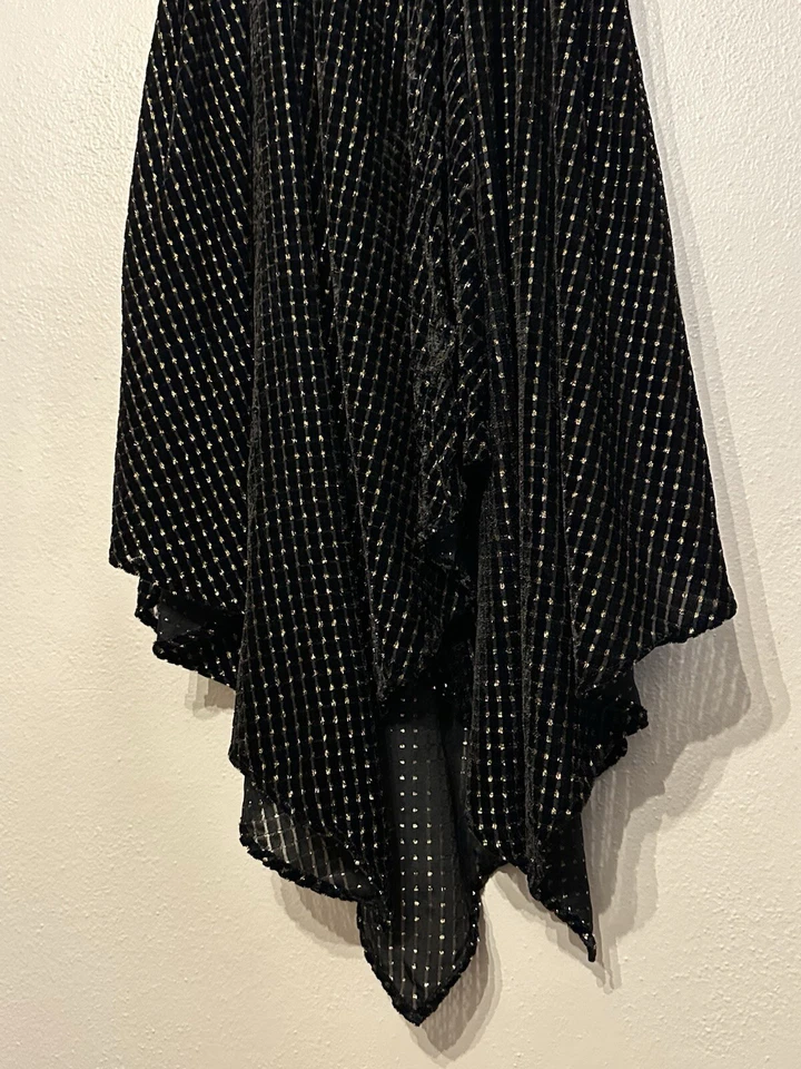 House of Harlow 1960 × Revolve Velvet Metallic Dress Black Gold Ruffles Size XS - Image 3 of 4