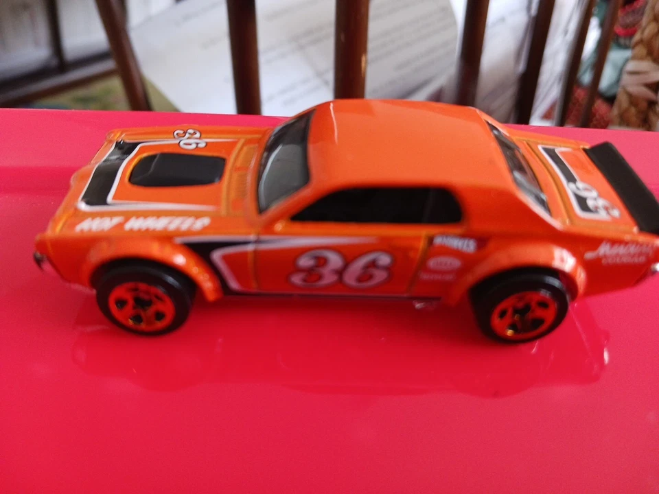Hot Wheels 1968 68 Mercury Cougar Orange #36 Race Car Diecast USED NM Condition - Image 3 of 4