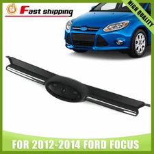 Fits 2012 2013 2014 Ford Focus Front Upper Center Black Grille Grill+Chrome trim