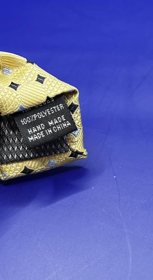 Corbata Bergamo New York diseño esfera dorada para hombre usada en excelente estado hecha a mano Foto 4 de 4