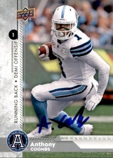 Anthony Coombs Signed 2018 Upper Deck CFL Football card Toronto Argonauts