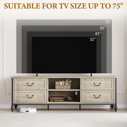 TV Stand Entertainment Center Media TV Console Table Storage Cabinet w/4 Drawers - Picture 5 of 8
