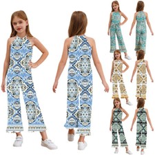 Kids Girls Rompers Beach Bodysuit Ruffle Hem Jumpsuit Birthday Dancewear Party