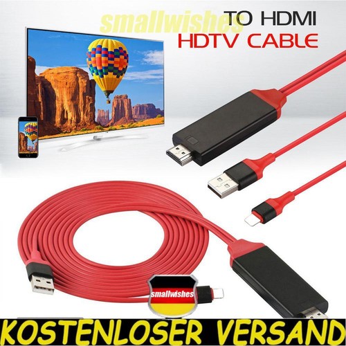 2M 8 Pin Blitz zu HDMI Kabel Adapter Video Full HD TV für iPhone IPad ITouch NEU