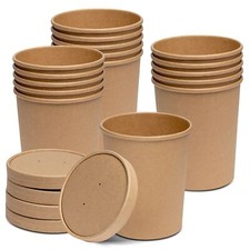 25 Pack 32oz Paper Food Containers with Lids Disposable To Go Soup Bowls