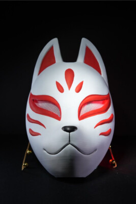 Kitsune Mask| Raw DIY Kit | Wearable Accessory | Printed in White Ready to Paint