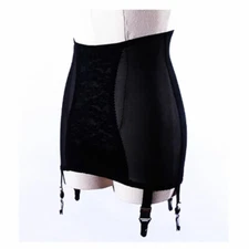 NEW Fashion 6 Straps High Waist Pull On Girdle Floral Lace Panel Garter Belt