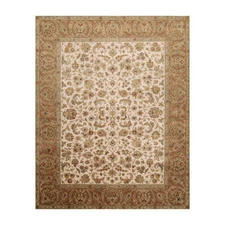 8'1'' x 9'11'' Hand Knotted 100% Wool Agra 200 KPSI Oriental Area Rug Beige