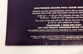Nintendo NES 'POWER GLOVE' Instruction Manual Booklet - MATTEL - 1989