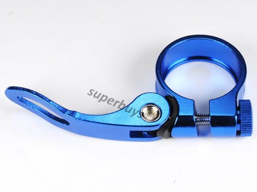 31.8mm Blue Bicycle Seatpost Clamp Lever Bike Adjustable Quick Release Screw - Picture 2 of 4