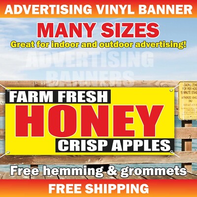 FARM FRESH HONEY CRISP APPLES Advertising Banner Vinyl Sign Store