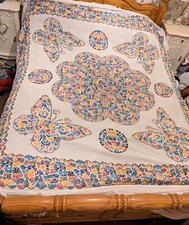 Hand Printed Bed Spread Throw Butterfly Lightweight Cover Sheet King Size Unique