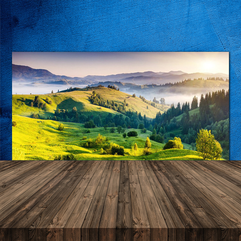 Crédence de cuisine en verre 120x60 panneau mural fond de hotte motif forêt