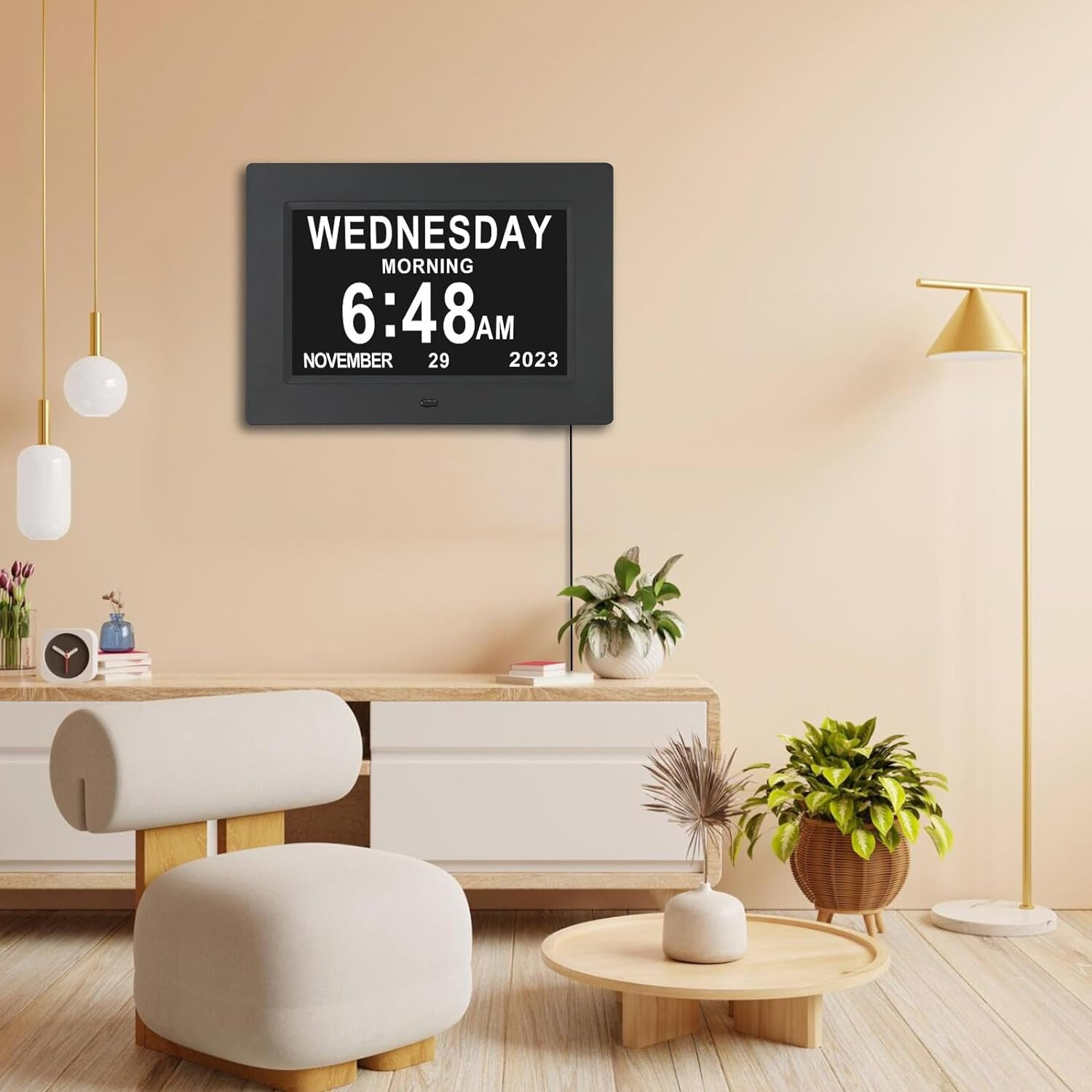 7 Inch Extra Large Day Date Time Digital Day Calendar Clock with Auto-Dimming