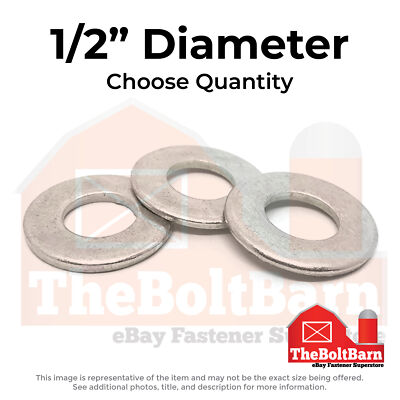 1/2'' Stainless Steel SAE Flat Washers (Choose Qty)