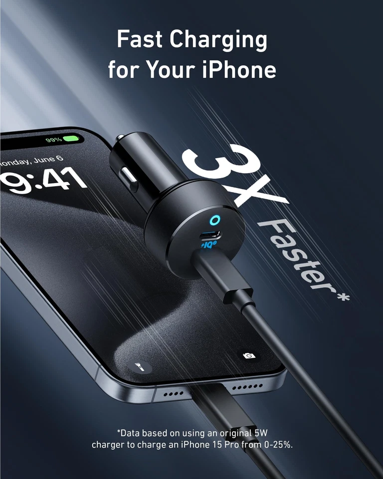 Anker USB C Car Charger 40W 2-Port PowerIQ 3.0 Type C Car Adapter - Image 3 of 4