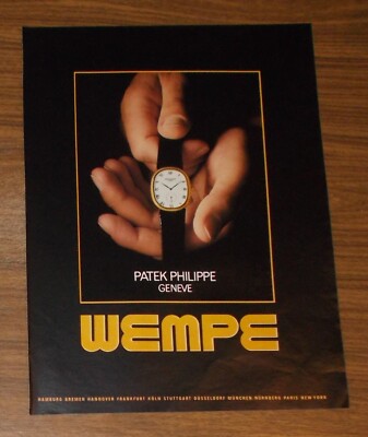 Seltene Werbung vintage PATEK PHILIPPE GOLDENE ELLIPSE Uhr Wempe 1987