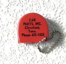 Vintage Keychain Tape Measure CAR PARTS INC. Key Fob Ring CLEVELAND, TENNESSEE