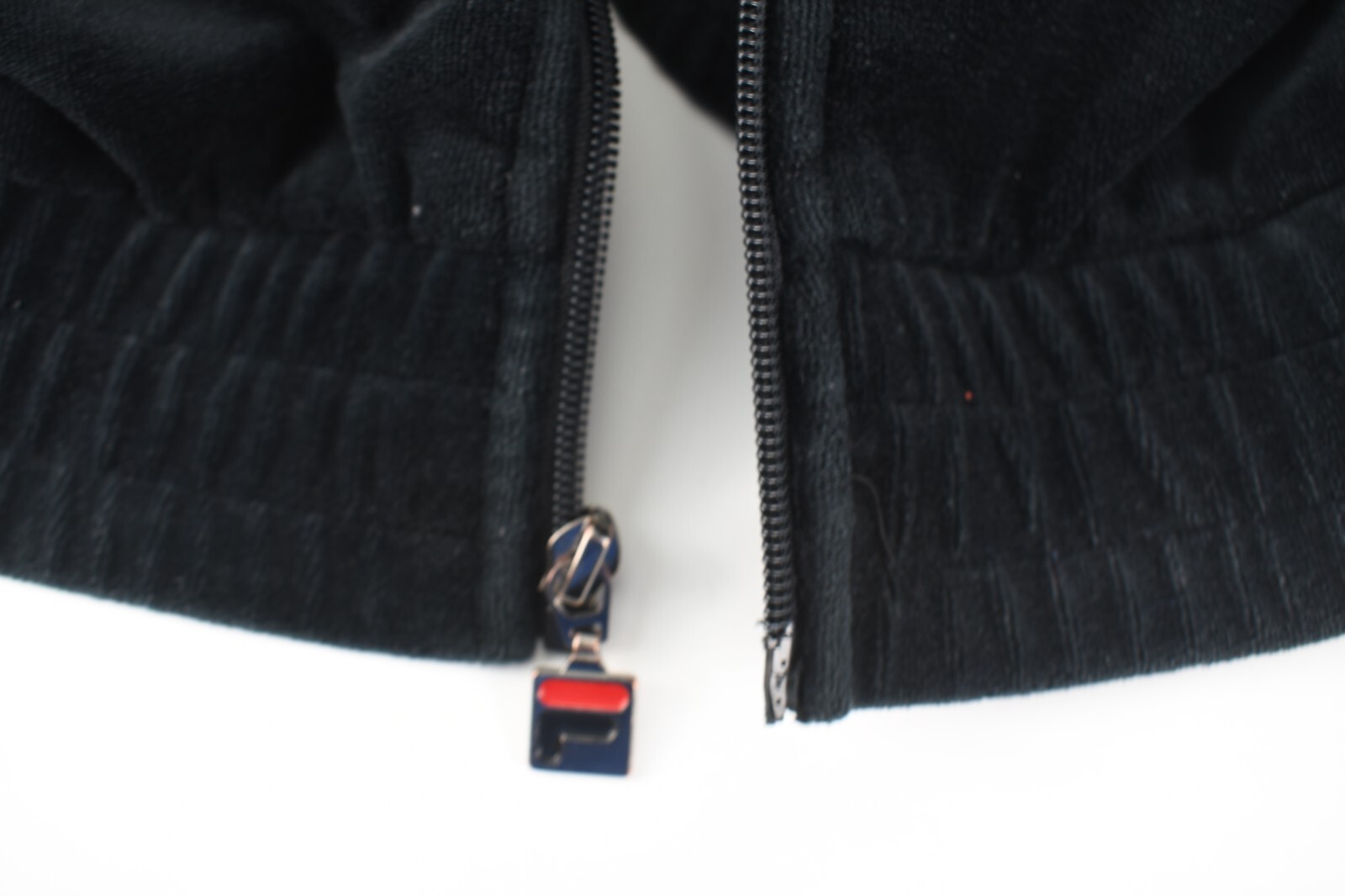 Giacca uomo Fila nera full zip velluto track righe rosse taglia M *LEGGI*