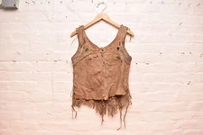 Antique Native American Santee Sioux Indian Beaded Leather Vest Shirt Women's