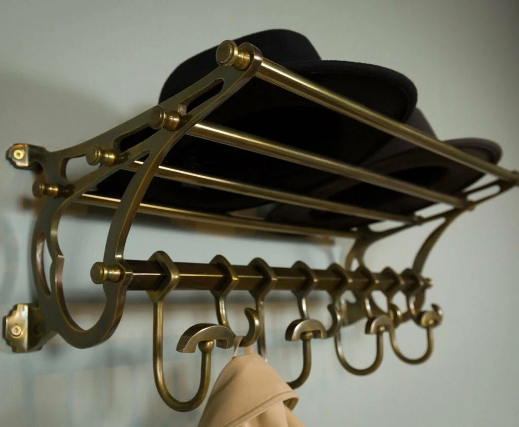 French COATRACK/Luggage Rack/Train Wall Mounted Rack vintage