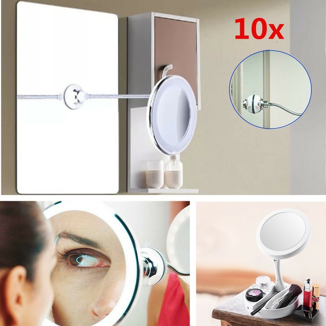 Flexible Mirror On Table Wall,10x Magnifying with Bendable Neck As
