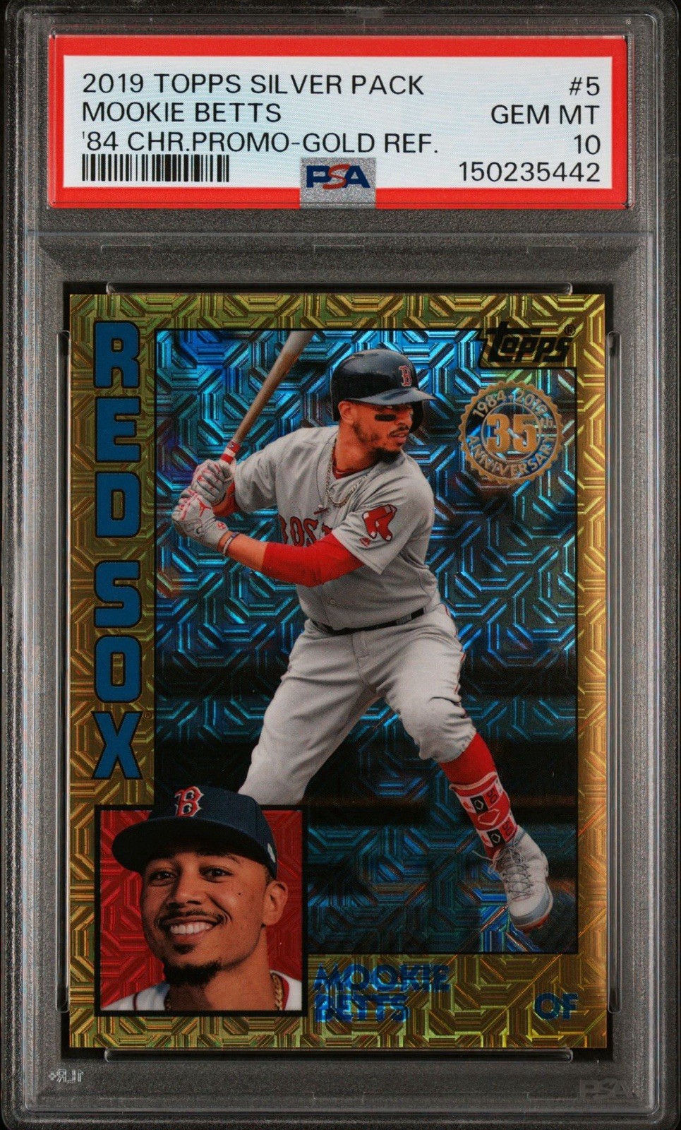 2019 TOPPS SILVER PACK MOOKIE BETTS T84-5 GOLD REFRACTOR/50 DODGERS PSA 10